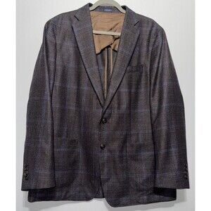 Peter Millar Crown Crafted Sport Coat Blazer 46R Plaid Wool Silk Cashmere EUC